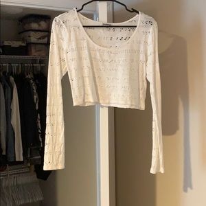 Express White Long Sleeved Crop